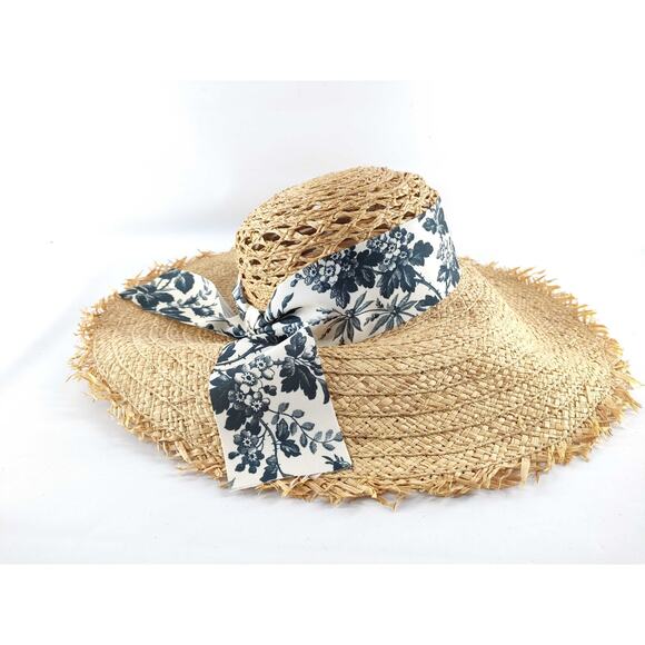 Gucci Raffia Straw Hat – Toile de Jouy Print Ribbon, Size M (57), Made in Italy - Picture 3 of 10